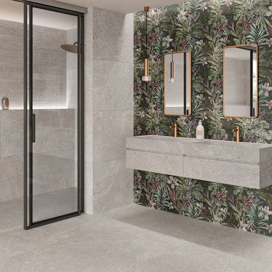 Flowers Black Matt 60x120 wall and floor tile 🇪🇸