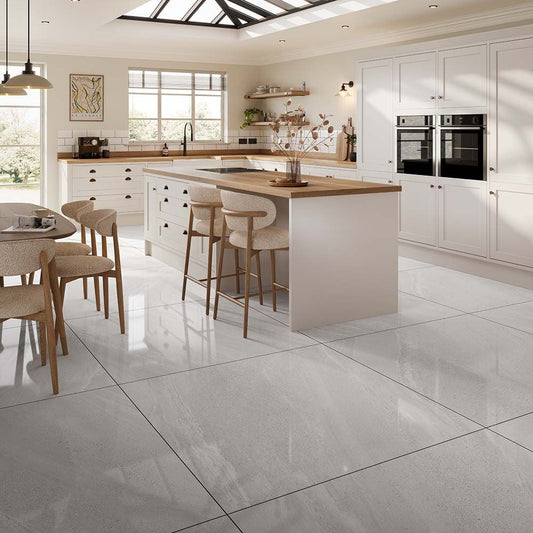 Anderley Light Grey Glazed Porcelain Wall & Floor Tile 1000x1000mm
