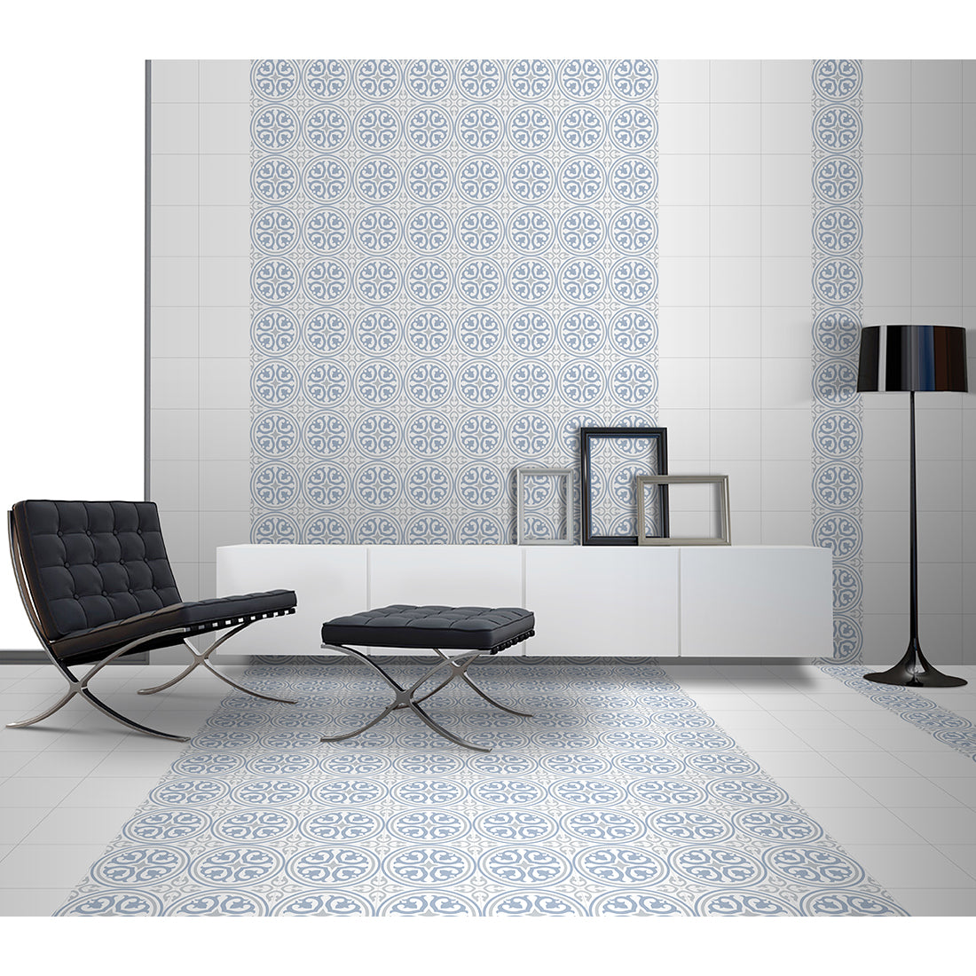 Vintage Cube Pattern 20x20 Blue Matt