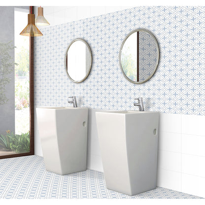 Antique Cube Pattern 20x20 Blue Matt