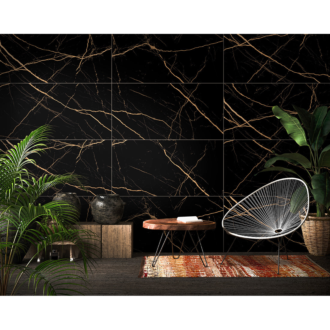 Atlantis Black 60x120 Gold Matt R9