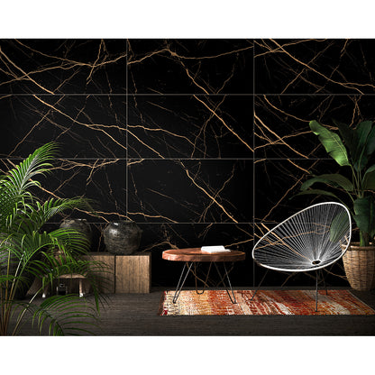 Atlantis Black 60x120 Gold Matt R9
