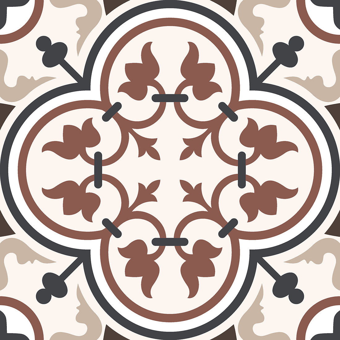 Classic Cube Pattern 20x20 Brown Matt