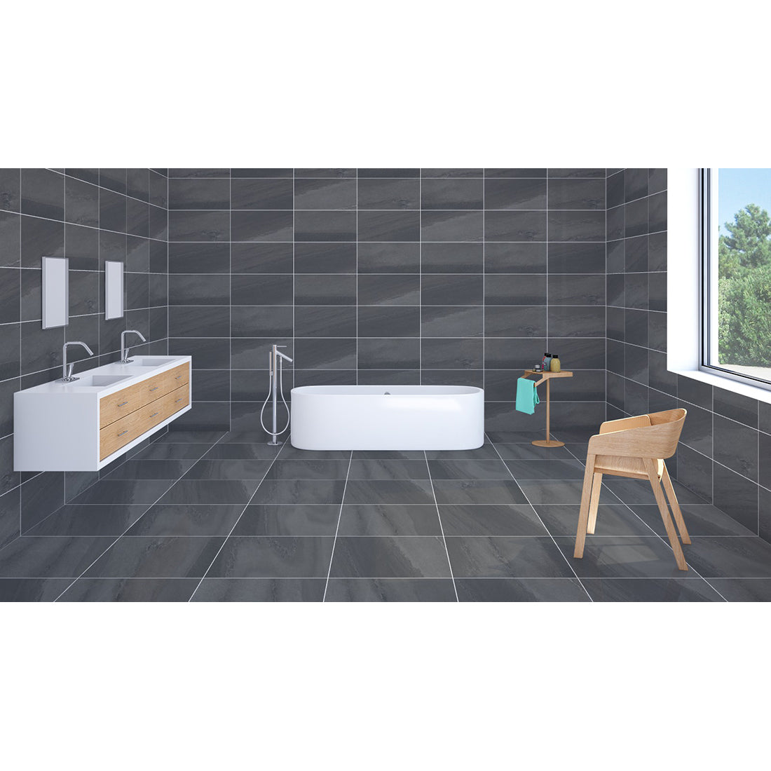 Dazzle Urbano 30x60 Anthracite Sugar