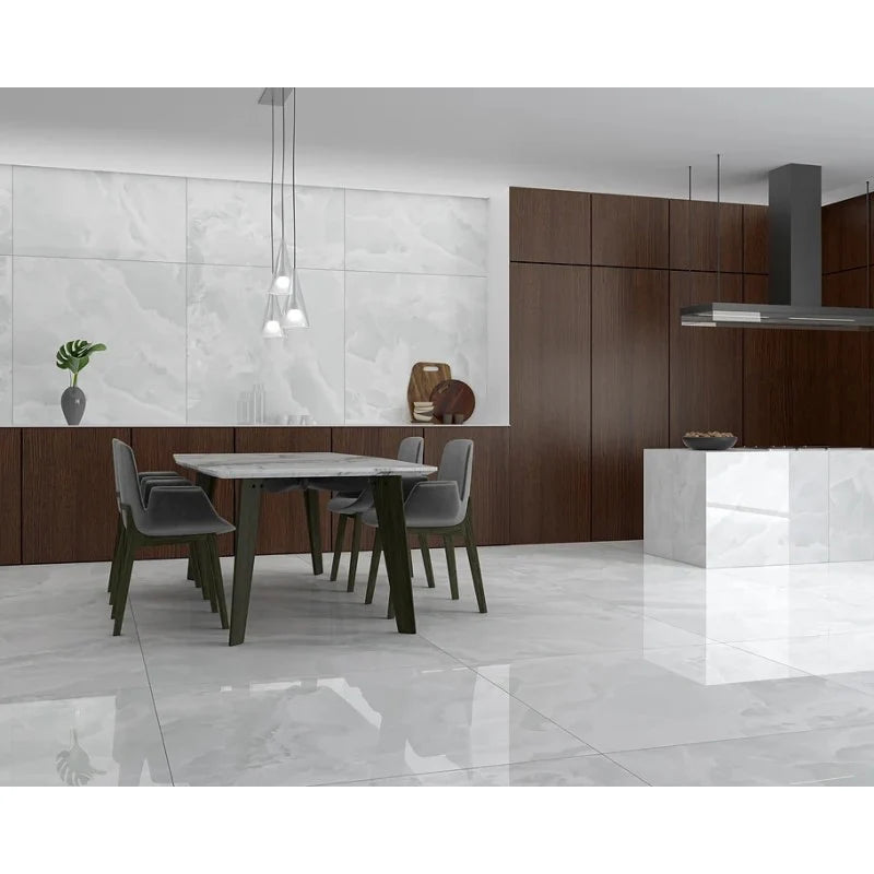 Iceland White 60cm x 120cm Ultra Gloss Porcelain Wall and Floor Tile 🇪🇸
