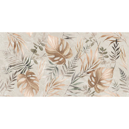 Linsey Decor 60x120 Spring matt porcelain tile with a decorative pattern on a warm cream ground