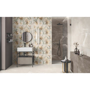 Linsey Forest, Spring and Decor porcelain tiles used together across a contemporary interior